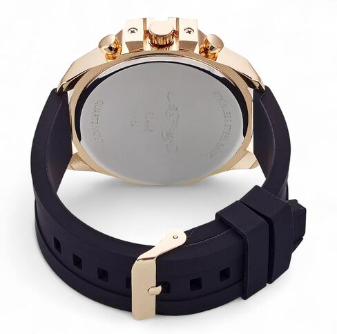 ED HARDY Men's Gold Tone Watch with Round Face and Black Silicone Strap 50445GB-42-D02 in Kuwait