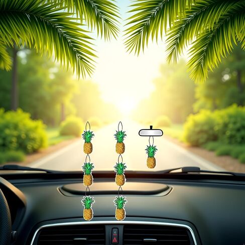 6 Pcs Pineapple Car Air Fresheners, Funny Pineapple Hanging Car Air Fresheners Long Lasting Cute Car Mirror Scented Hanging Car Decoration Ornaments Gift Interior Accessories for Men Women in Saudi Arabia