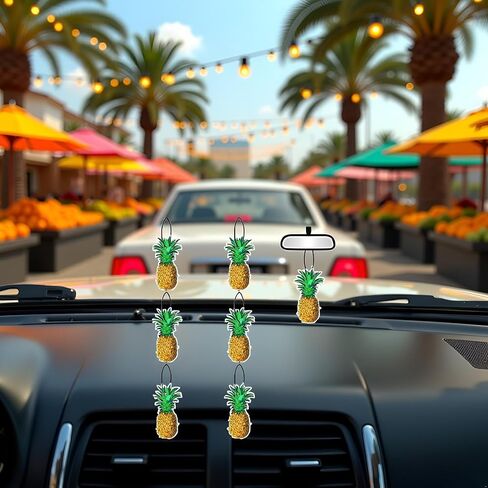 6 Pcs Pineapple Car Air Fresheners, Funny Pineapple Hanging Car Air Fresheners Long Lasting Cute Car Mirror Scented Hanging Car Decoration Ornaments Gift Interior Accessories for Men Women in Saudi Arabia