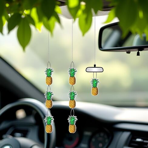 6 Pcs Pineapple Car Air Fresheners, Funny Pineapple Hanging Car Air Fresheners Long Lasting Cute Car Mirror Scented Hanging Car Decoration Ornaments Gift Interior Accessories for Men Women in Saudi Arabia