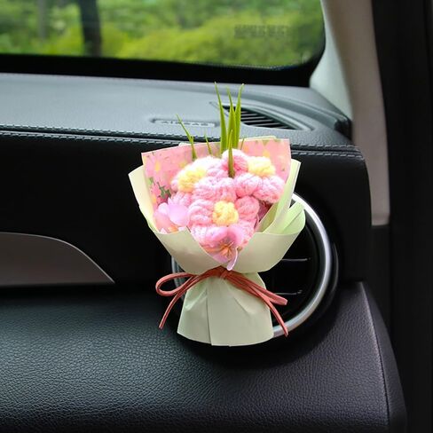 معطر هواء صغير بمشبك فتحة تهوية السيارة من ديزي، إكسسوارات سيارة من الزهور الصناعية الصغيرة، موزع عطر أساسي قابل لإعادة الاستخدام مع وسادة ليمون وفارغة، ديكور زهور على لوحة القيادة، هدية للسيارة (النمط G) in Kuwait