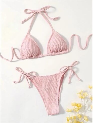 Women Halter Swimsuit Bikini Set 2-Piece String Thong Cheeky Adjustable Bathing Suit Beachwear Top Bottom Stylish Swimwear in Saudi Arabia