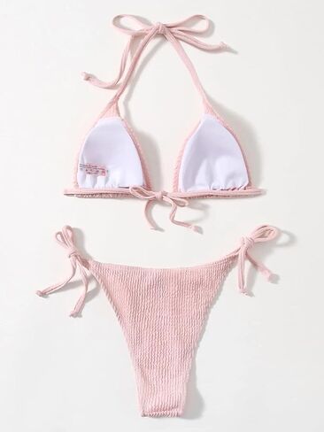 Women Halter Swimsuit Bikini Set 2-Piece String Thong Cheeky Adjustable Bathing Suit Beachwear Top Bottom Stylish Swimwear in Saudi Arabia