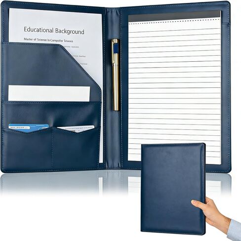 Padfolio Portfolio Binder, Faux Leather Folder, Resume Interview Legal Document Organizer, Letter Sized Writing Pad w/Business Card Holder, A4 Professional Folio for Office Conference (Black) in Saudi Arabia