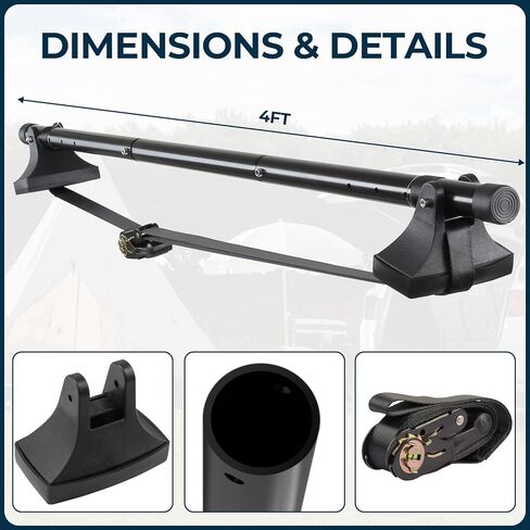 قضبان متقاطعة لسقف السيارة قابلة للتعديل، حامل أمتعة فولاذي بطول 4 أقدام لسيارات الدفع الرباعي السيدان بدون قضبان جانبية، تصميم عالي التحمل مضاد للسرقة in Kuwait