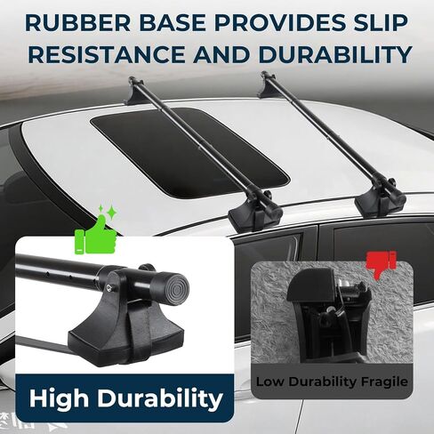 قضبان متقاطعة لسقف السيارة قابلة للتعديل، حامل أمتعة فولاذي بطول 4 أقدام لسيارات الدفع الرباعي السيدان بدون قضبان جانبية، تصميم عالي التحمل مضاد للسرقة in Kuwait