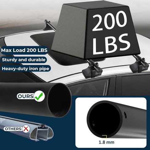 قضبان متقاطعة لسقف السيارة قابلة للتعديل، حامل أمتعة فولاذي بطول 4 أقدام لسيارات الدفع الرباعي السيدان بدون قضبان جانبية، تصميم عالي التحمل مضاد للسرقة in Kuwait