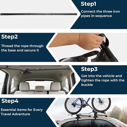 قضبان متقاطعة لسقف السيارة قابلة للتعديل، حامل أمتعة فولاذي بطول 4 أقدام لسيارات الدفع الرباعي السيدان بدون قضبان جانبية، تصميم عالي التحمل مضاد للسرقة in Kuwait
