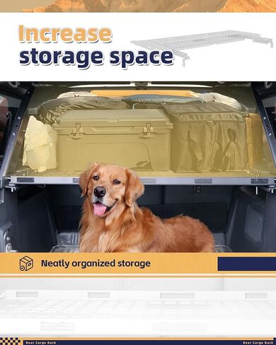 رف سلة بضائع خلفي قابل للطي 300LB مناسب لـ 2021 2022 2023 2024 2025 فورد برونكو 4 أبواب تخزين أسطح صلبة رف صندوق داخلي in Kuwait