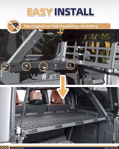 رف سلة بضائع خلفي قابل للطي 300LB مناسب لـ 2021 2022 2023 2024 2025 فورد برونكو 4 أبواب تخزين أسطح صلبة رف صندوق داخلي in Kuwait
