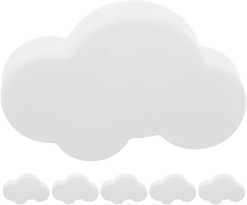 Luxshiny 6 قطع من مقابض الأدراج المطاطية الناعمة على شكل سحابة كرتونية باللون الأبيض، مقابض أجهزة الخزانة لخزائن الغرف وخزائن المطبخ، ومقابض الأبواب المزخرفة in Kuwait