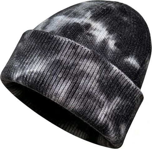 Beanie for Women Men Unisex Tie Dye Cuffed Knit Skull Cap Colorful Gradient Winter Hat Soft Slouchy Warm Less Static in Saudi Arabia