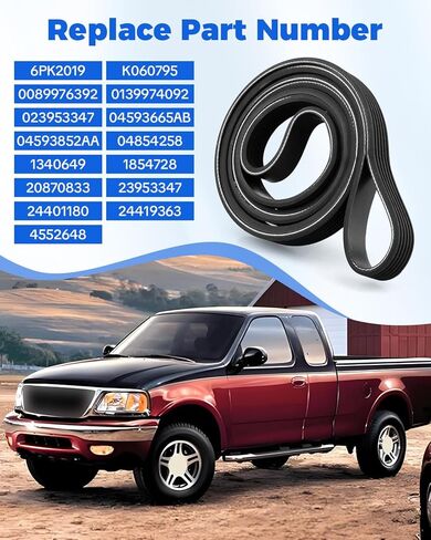 Engine Serpentine Drive Belt Fit for Ford F-150, for Dodge Grand Caravan, for Ram, for Jeep Cherokee, for Chrysler, for Cadillac, for Mack, for Saturn, for Saab, for Volkswagen Replace K060795 in Saudi Arabia