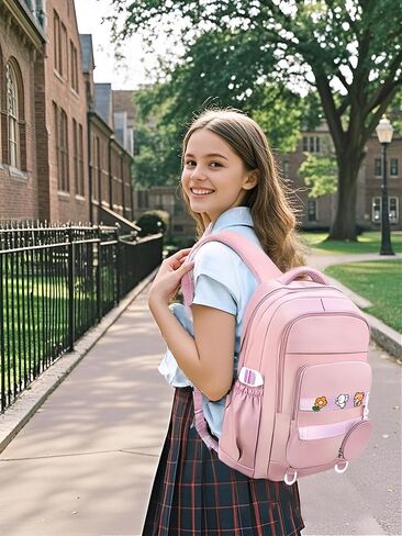 Cute Backpack for Teen Girls Boys, Aesthetic Laptop Bookbag for College High Middle School Student Women, Pink in Kuwait