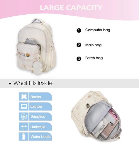 Cute Backpack for Teen Girls Boys, Aesthetic Laptop Bookbag for College High Middle School Student Women, Pink in Kuwait