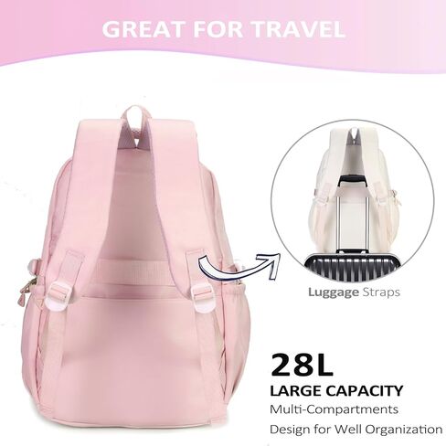 Cute Backpack for Teen Girls Boys, Aesthetic Laptop Bookbag for College High Middle School Student Women, Pink in Kuwait