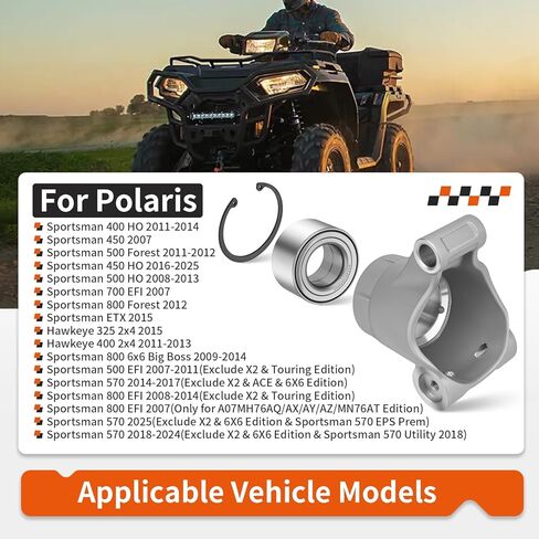 2PCS Rear Wheel Bearing Carrier and Bearing Kit for Polaris Sportsman 400 450 500 570 700 800 Hawkeye 325 400 2007-2025 5135563 in Saudi Arabia