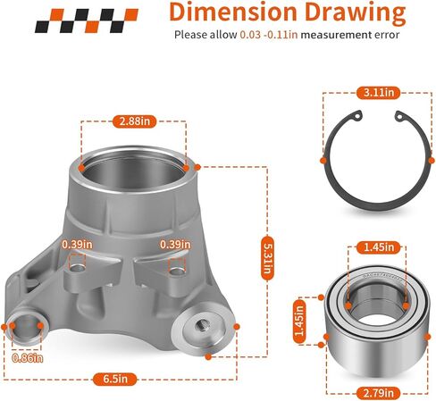 2PCS Rear Wheel Bearing Carrier and Bearing Kit for Polaris Sportsman 400 450 500 570 700 800 Hawkeye 325 400 2007-2025 5135563 in Saudi Arabia