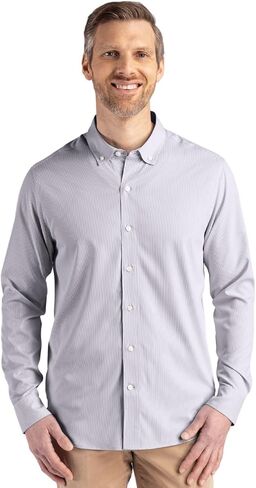Cutter & Buck Men's Skyline Epic Confidence Recycled Pinstripe Mens Long Sleeve Dress Shirt in Saudi Arabia