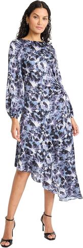 Maggy London Women's Long Sleeve Floral Midi Dress with Asymmetrical Hem - Wedding Guest Dresses in Saudi Arabia