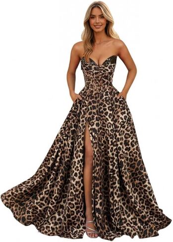 Strapless Satin Prom Dresses Long 2026 Sarin Corset Formal Evening Ball Gown with Slit in Saudi Arabia