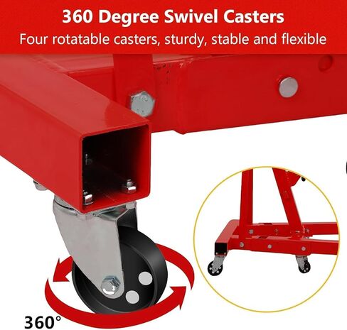 2 Ton Engine Hoist, Hydraulic Folding Cherry Picker, Heavy Duty 4400Lbs with Lever & 6 Casters for Workshop Garage Warehouse in Kuwait