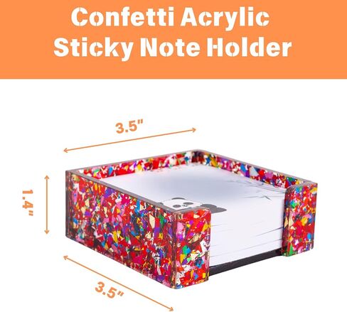 Confetti Acrylic Sticky Note Holder Cute, Self Stick Note Pad Holder, Memo Pad Dispenser Organizer for School Office Home Desk Accessories in Saudi Arabia