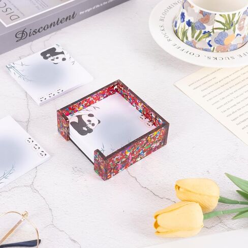 Confetti Acrylic Sticky Note Holder Cute, Self Stick Note Pad Holder, Memo Pad Dispenser Organizer for School Office Home Desk Accessories in Saudi Arabia