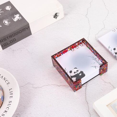Confetti Acrylic Sticky Note Holder Cute, Self Stick Note Pad Holder, Memo Pad Dispenser Organizer for School Office Home Desk Accessories in Saudi Arabia