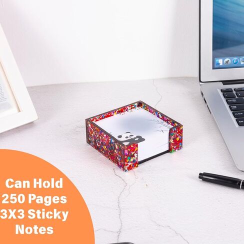Confetti Acrylic Sticky Note Holder Cute, Self Stick Note Pad Holder, Memo Pad Dispenser Organizer for School Office Home Desk Accessories in Saudi Arabia