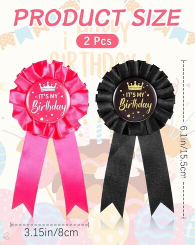2 Pcs IT'S MY Birthday Pin Birthday Button Birthday Queen Ribbon Buttons Badge Pins for Women Men Happy Birthday Pin Celebration Accessory for Party Birthday Decoration in Saudi Arabia