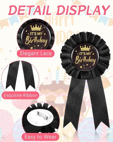 2 Pcs IT'S MY Birthday Pin Birthday Button Birthday Queen Ribbon Buttons Badge Pins for Women Men Happy Birthday Pin Celebration Accessory for Party Birthday Decoration in Saudi Arabia
