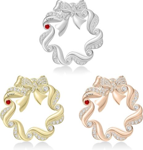 بروش اسم مخصص مع 1-6 أحجار الميلاد مقلدة شخصية بروش القوس الموضة للنساء بروش الفتيات مخصصة لعيد الميلاد in Kuwait