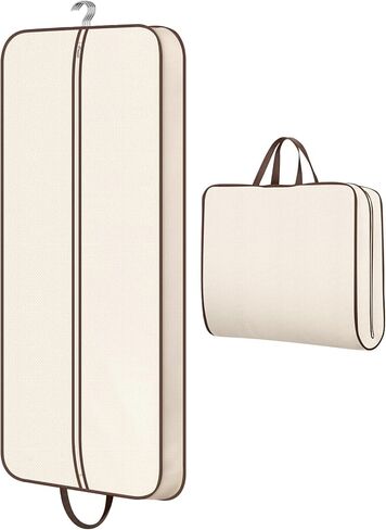MISSLO 60" Foldable Garment Bags for Travel for Women Dress Bags for Gowns Long Hanging Bag for Closet Storage Dress Protector Bag for Gowns, Suits, Coats, Beige in Saudi Arabia
