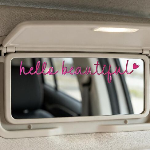 ملصق مرآة جميل من 3PCSHello - ملصق مرآة معدنية للرؤية الخلفية للنساء، هدية رائعة لإكسسوارات السيارة لها، سهل الاستخدام، متين وأنيق (فوشيا) in Kuwait