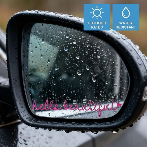 ملصق مرآة جميل من 3PCSHello - ملصق مرآة معدنية للرؤية الخلفية للنساء، هدية رائعة لإكسسوارات السيارة لها، سهل الاستخدام، متين وأنيق (فوشيا) in Kuwait