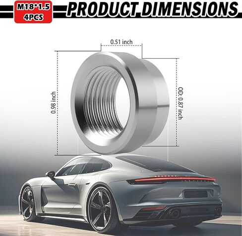 4 قطع M18x1.5 مستشعر السيارة، 304 الفولاذ المقاوم للصدأ مستشعر السيارات مع تصميم متدرج لأنابيب عادم السيارات، مستشعرات السيارة الملحومة ملحقات السيارة in Saudi Arabia
