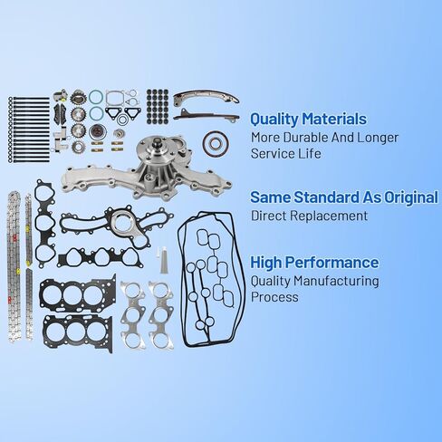 1GR-FE Head Gasket Set 4.0 with Timing Chain Kit & Water Pump Fit for Toyota 4Runner Tacoma Tundra FJ Cruiser 2003-2015 DOHC 1GRFE Replaces 1610009471 170-3940 in Kuwait