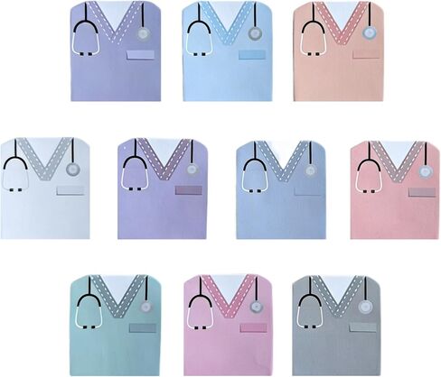 Nurse's Uniform-Shaped Sticky Notes - 10-Pack Assorted Colors Self-Adhesive Memo Pads for Nursing Essentials, 200 Sheets Medical Themed Memo Pad, Personality Stationery in Kuwait