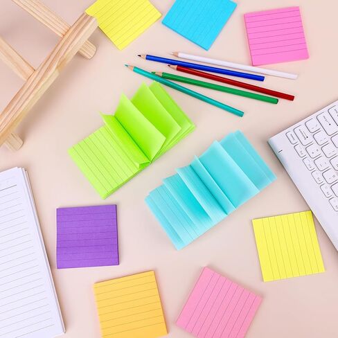 64 Pads Pop Up Sticky Notes Accordion Sticky Notes 3x3 Refills Lined 8 Bright Color Post Stickies Bulk Sticky Note with Lines Colorful Popup Notes for Dispenser, Home, Office, School, Meeting, Work in Kuwait