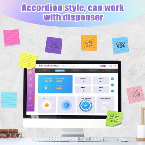 64 Pads Pop Up Sticky Notes Accordion Sticky Notes 3x3 Refills Lined 8 Bright Color Post Stickies Bulk Sticky Note with Lines Colorful Popup Notes for Dispenser, Home, Office, School, Meeting, Work in Kuwait