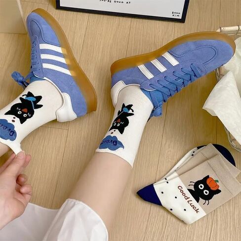 4 Pairs of Cute Cat Mid-Calf Socks for Autumn and Winter in Saudi Arabia