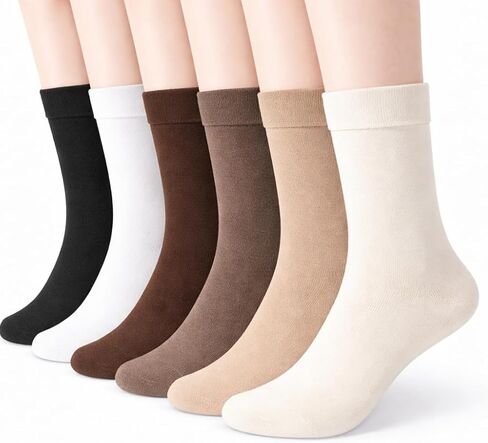 6-Pack Women's Ultra-Thin Cotton Dress Socks, Smooth Toe Seam Trouser Socks, Breathable (Fits US Size 5-10) in Saudi Arabia