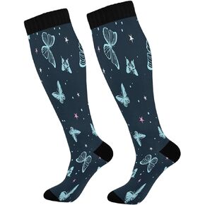 Pretty Butterfly Compression Socks for Women Men,Knee High Stockings for Athletic Sports,Running,Travel (20-30mmHg), C06S20017