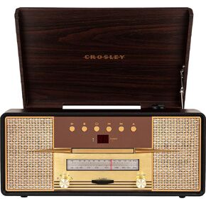 Crosley CR7016A-MA Rhapsody 3-Speed Turntable with Bluetooth, AM/FM Radio, CD Player, and Aux-in, Mahogany