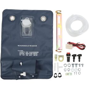 Aramox Car Windshield Washer Pump, Windshield Washer Kit Easy Replaceable Convenient Practical Washer Bag Kit with Pump for 12V Car