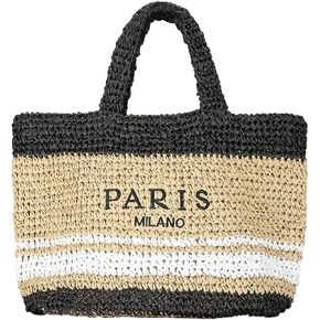 Large Straw Beach Bag for Women Summer Woven Shoulder Tote Bag Straw Purses and Handbags for Vacation