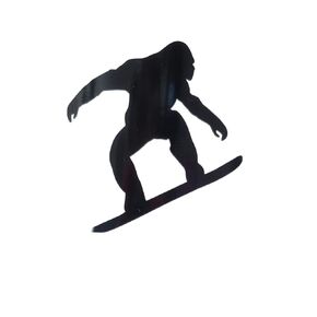 Bigfoot Snowboarding snow board ski Sasquatch on a Snowboard 5" vinyl Black transfer tape | Decal Vinyl Sticker | Cars Trucks Vans Walls Laptop | Hunting bucks and bigfoot enthusiasts Custom in Saudi Arabia