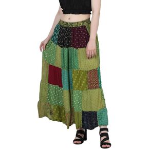 Wevez Pack of 3 Hippie Tiered Maxi Long Vintage Patch Skirts