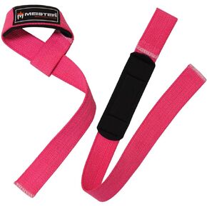 Meister Neoprene-Padded No-Slip Weight Lifting Straps for Grip (Pair) - Pink
